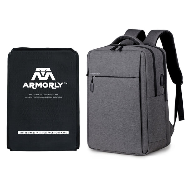Business/Travel Backpack Space Grey + Level IIIA Bulletproof Insert Combo