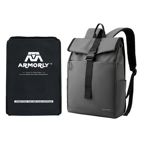 Casual/Urban Backpack Space Grey + Level IIIA Bulletproof Insert Combo